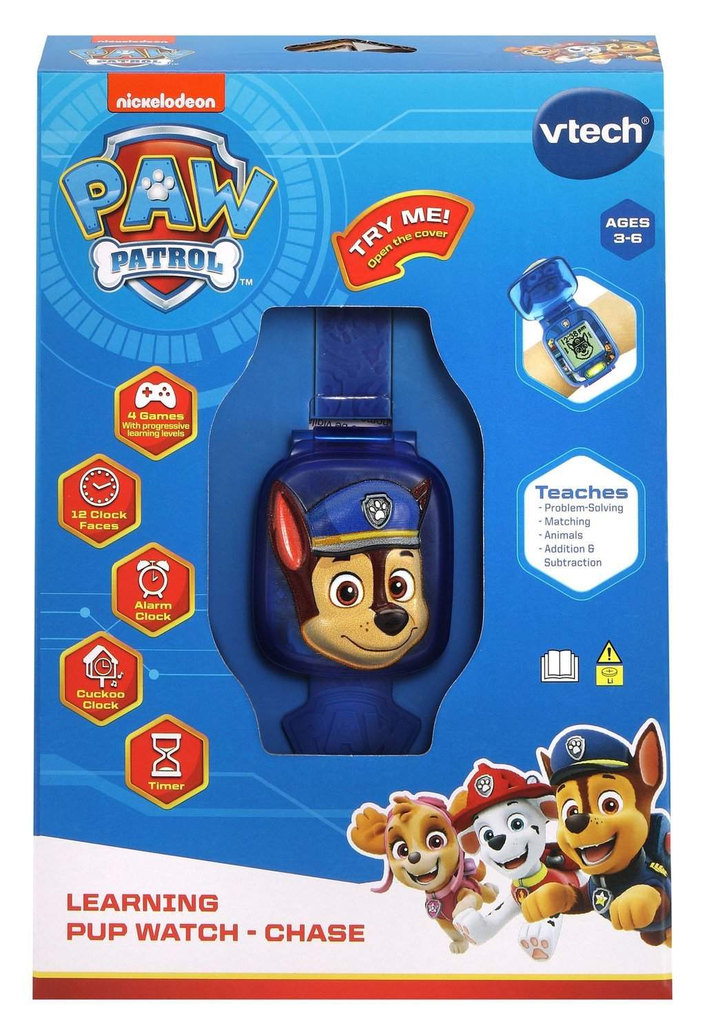 Paw Patrol Pædagogisk ur til børn, interaktivt læringsværktøj