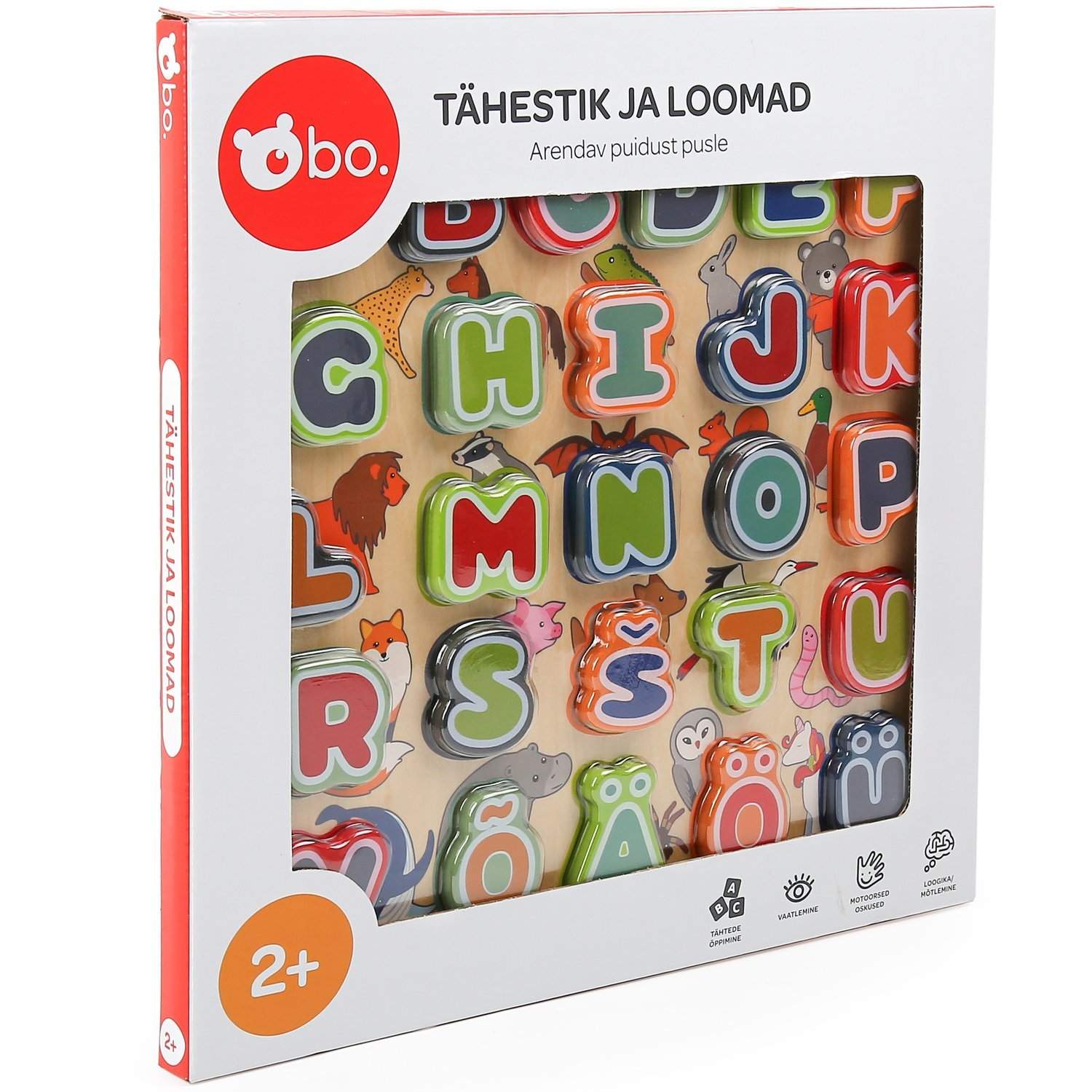 Alfabet og dyr Pædagogisk træpuslespil til børn