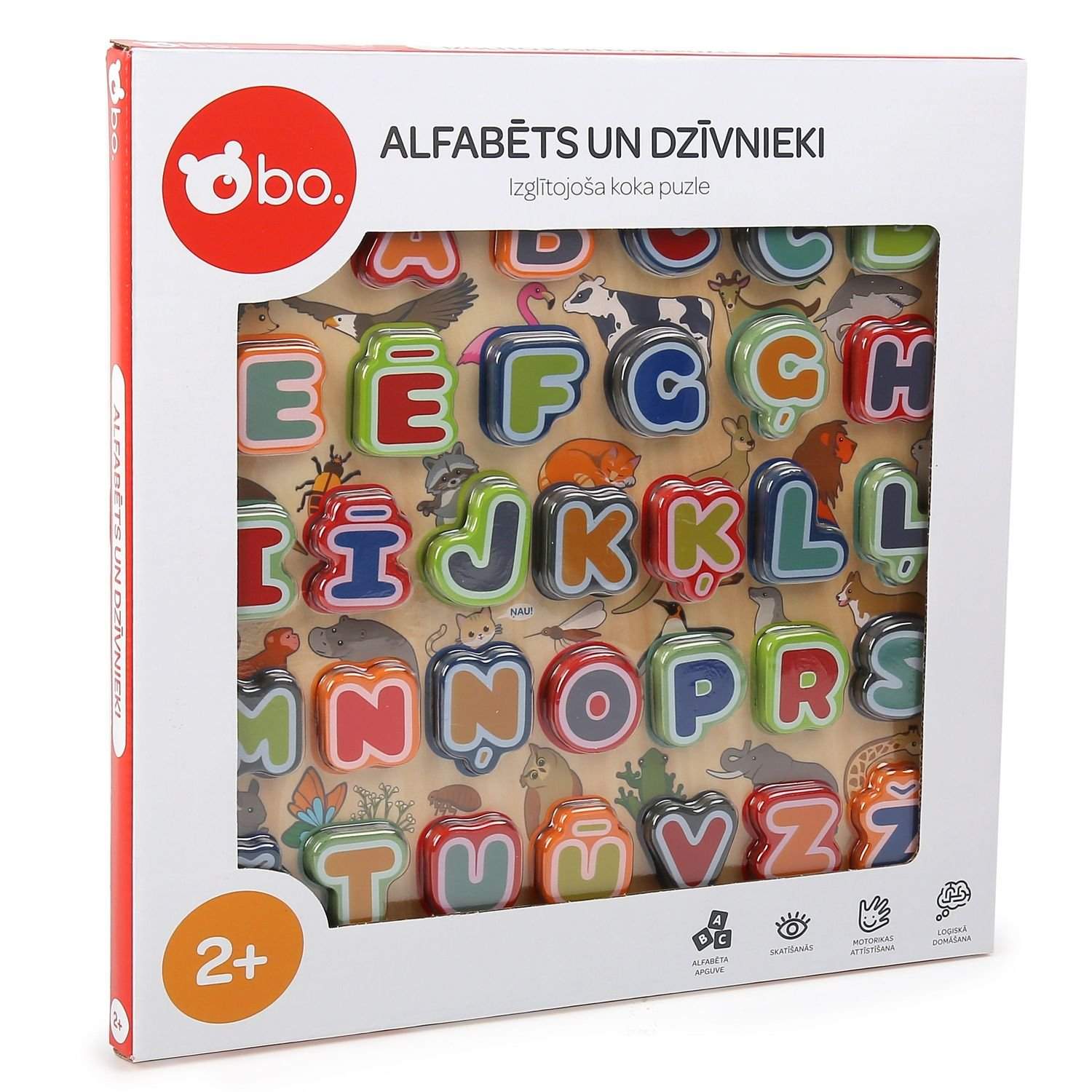 Alfabet og dyr Pædagogisk træpuslespil til børn
