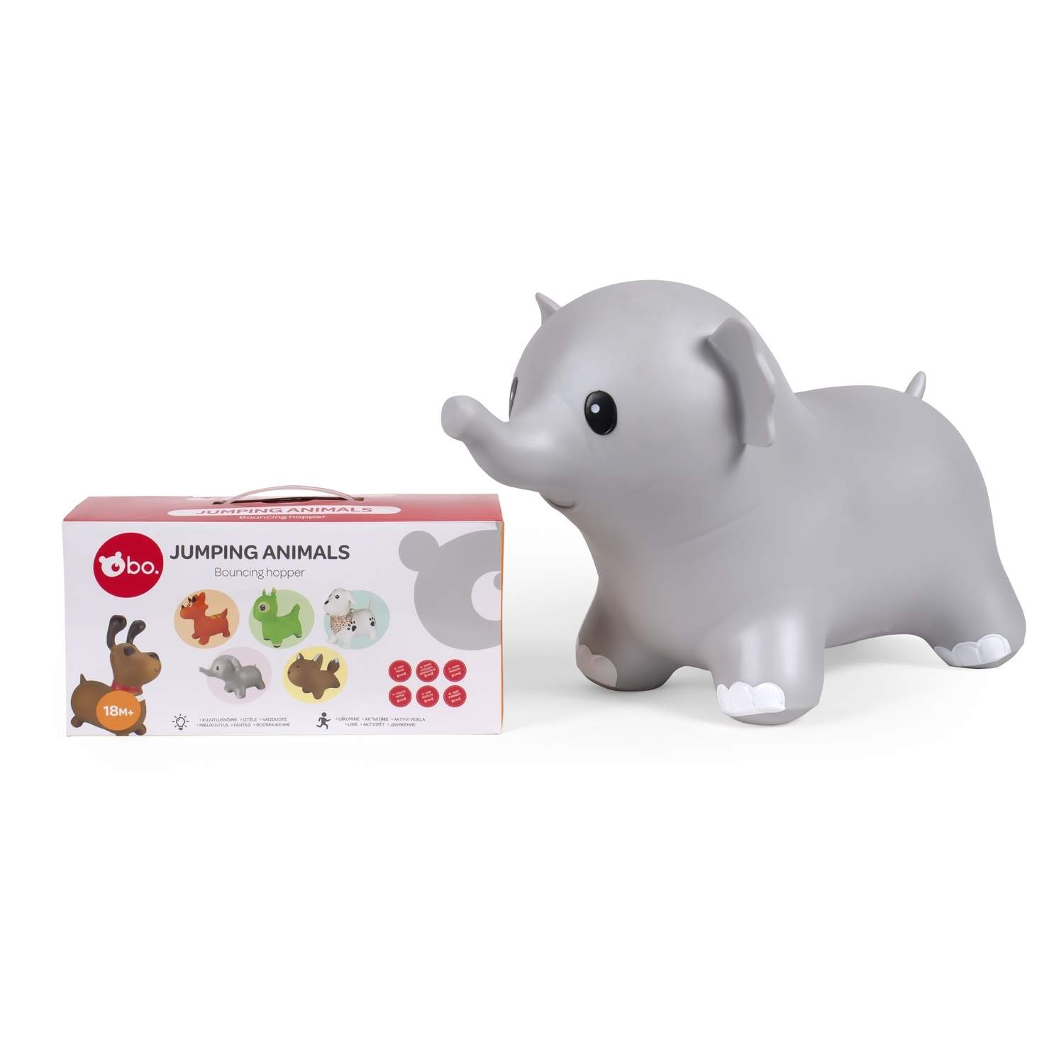 Jumping Animal Toy - Elefant, Blødt, Interaktivt, Sjovt