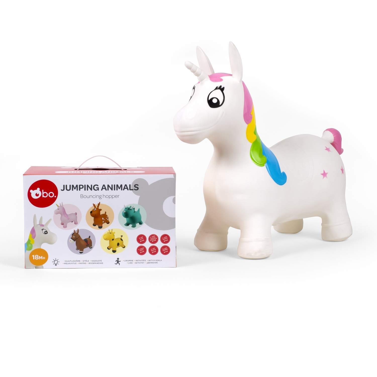 Jumping Animal Toy - White Unicorn til børn