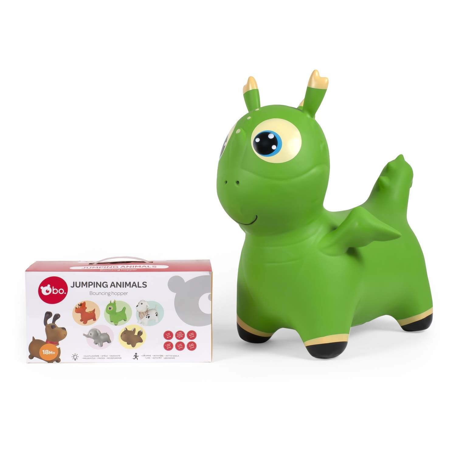 Jumping Animal Toy - Grøn dinosaur til børn