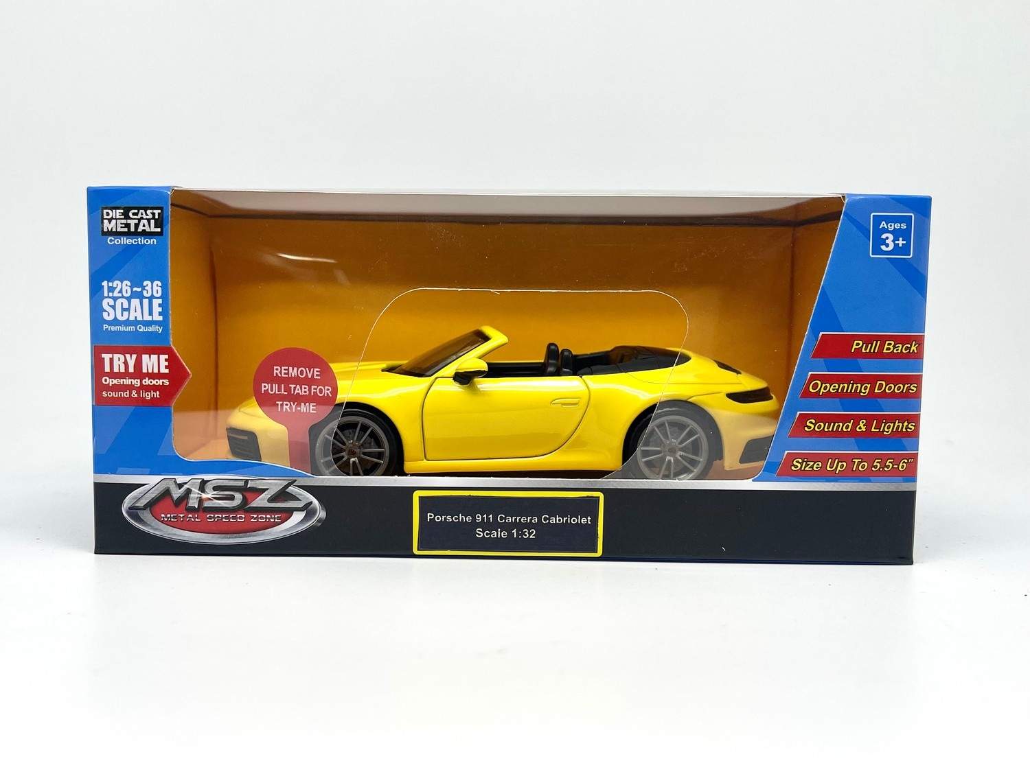 Porsche 911 Carrera Cabriolet Die-Cast model, skala 1:32