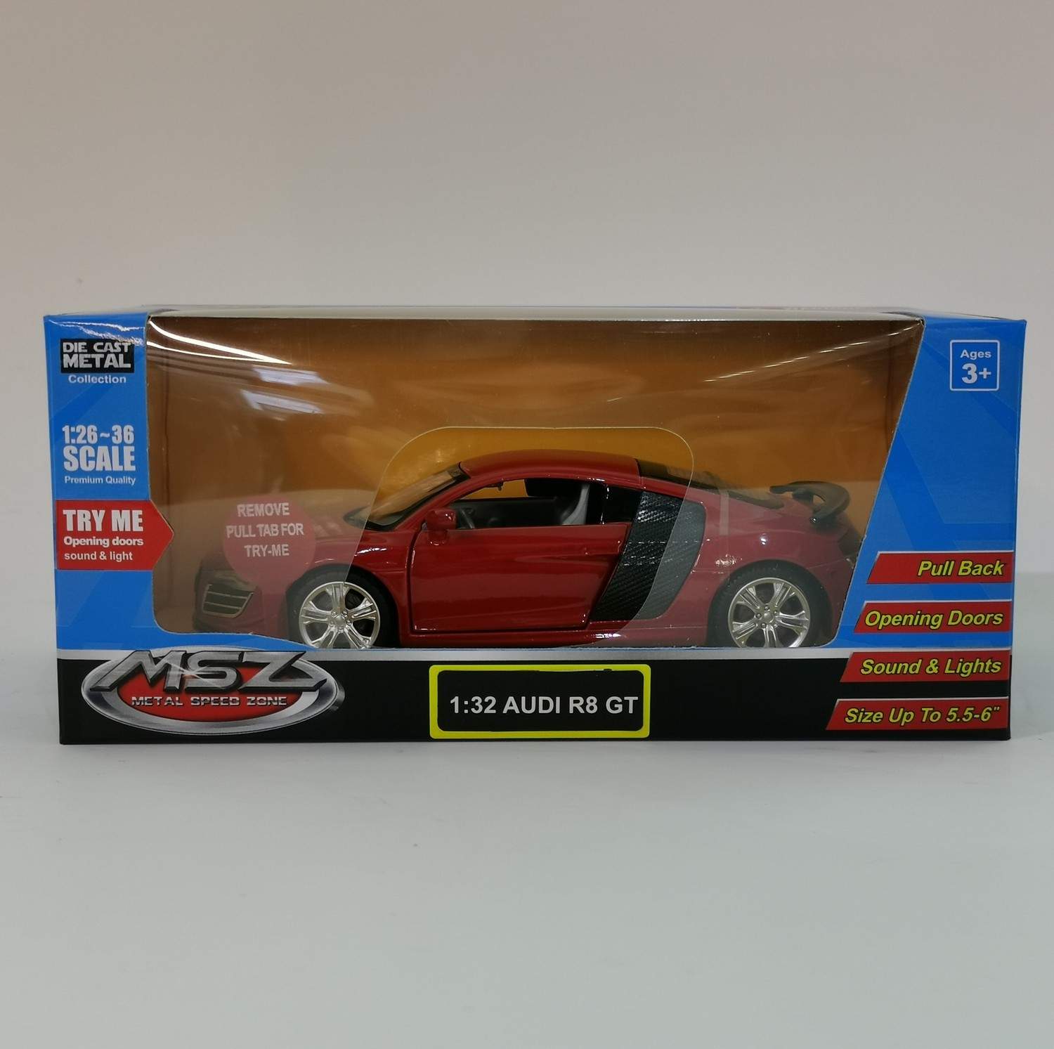 Audi R8 GT die-cast model, skala 1:32, samlebil