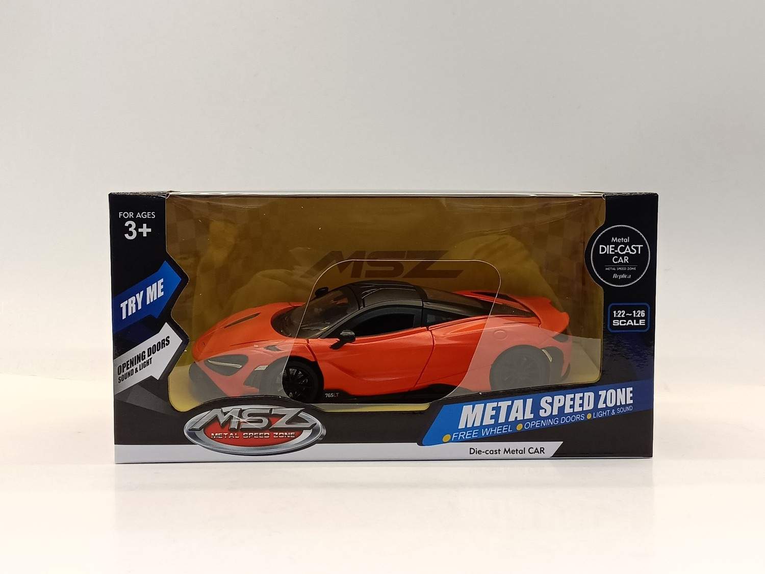 Mclaren 765 LT Die-cast modelbil, skala 1:24