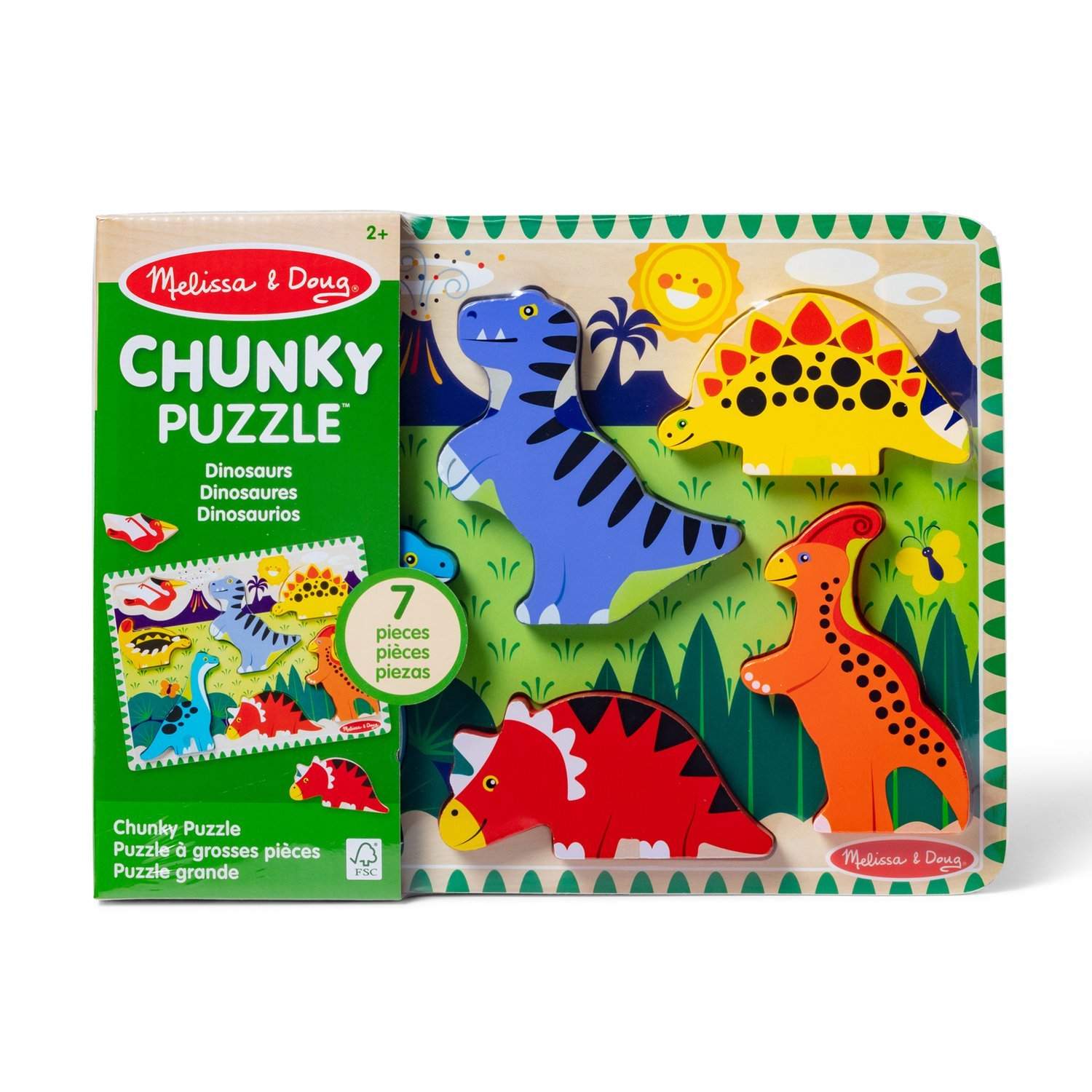 Dinosaurer Chunky Puslespil til børn, 9 stykker, pædagogisk sjov