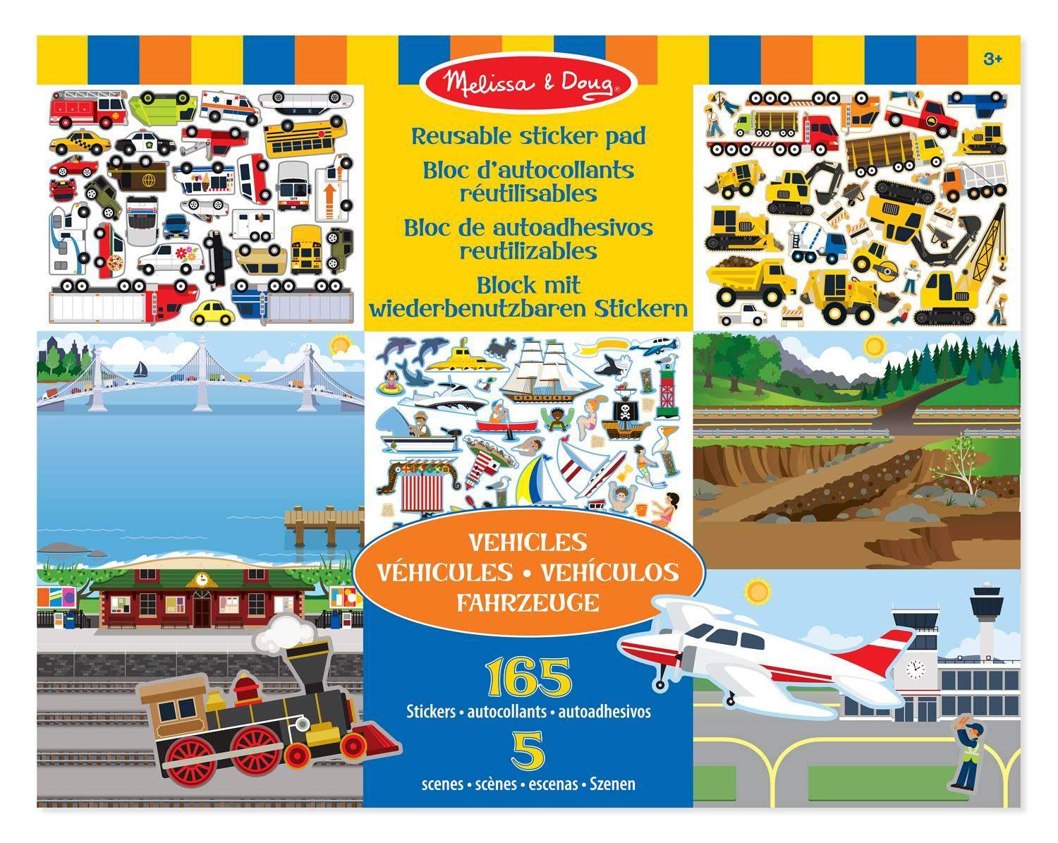 Genanvendelig klistermærkepude - Køretøjer, sjov for børn, kreativ leg