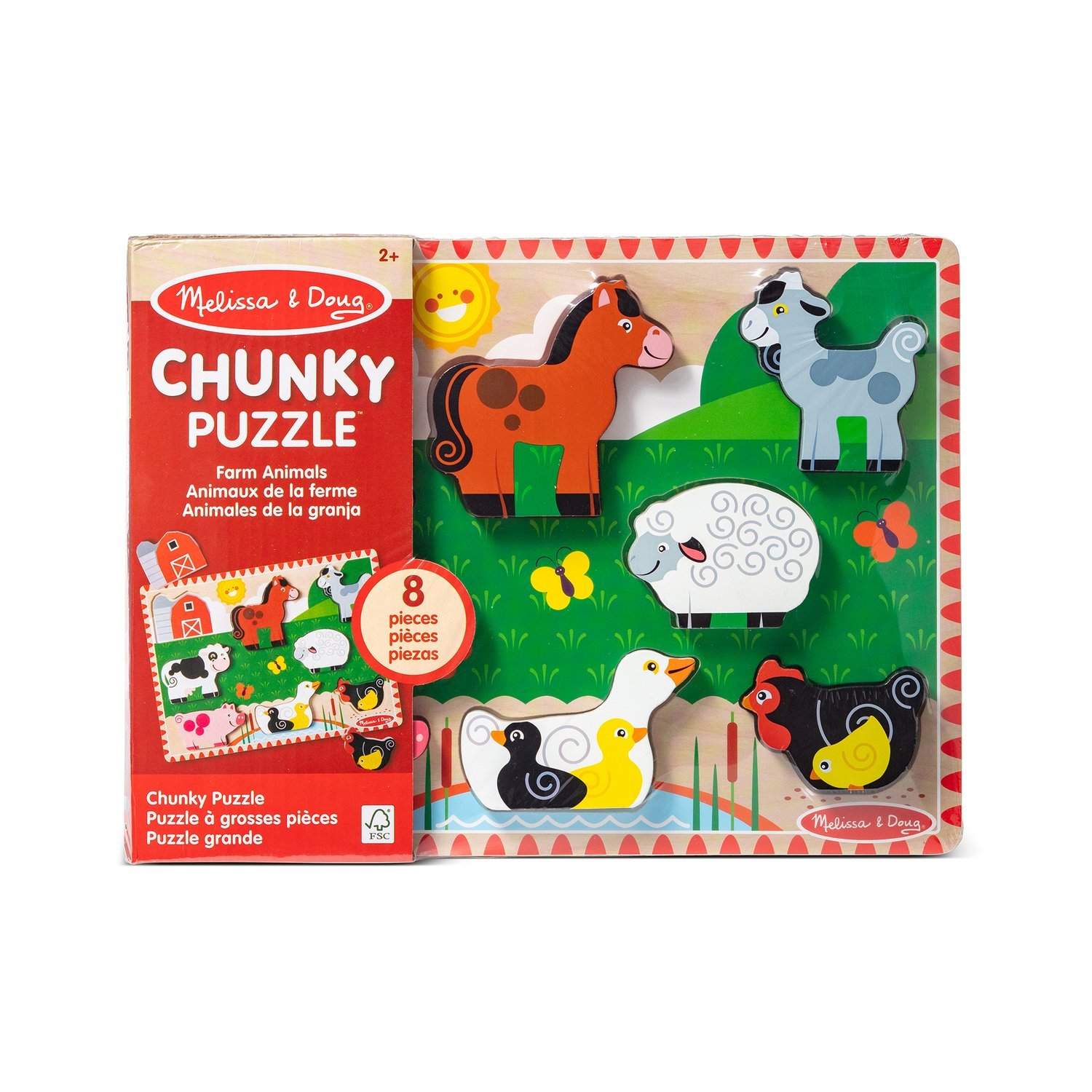 Farm Chunky puslespil til småbørn, pædagogisk leg, 8 stykker