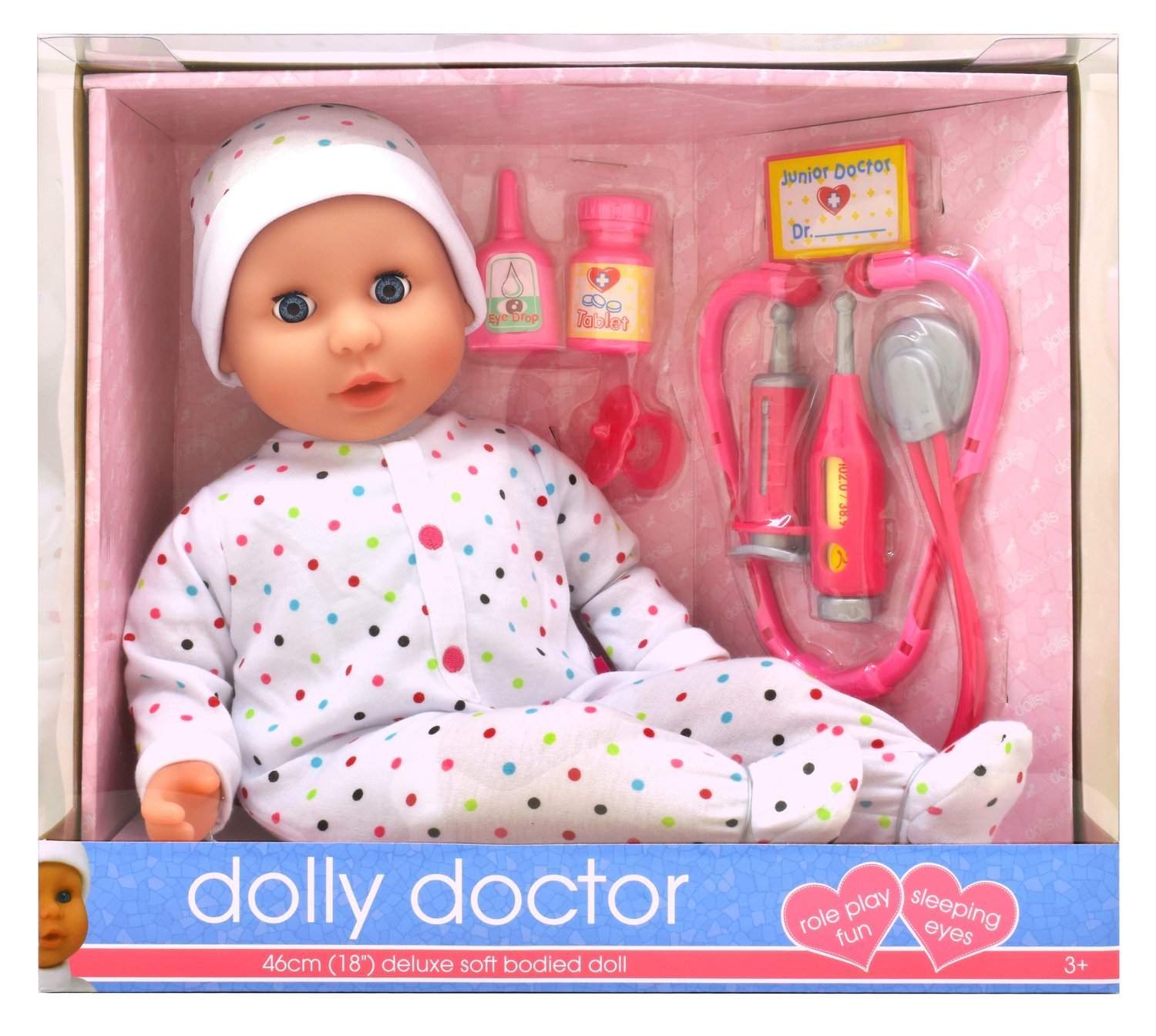 Dolly Doctor Doll, 46 cm størrelse, perfekt til leg