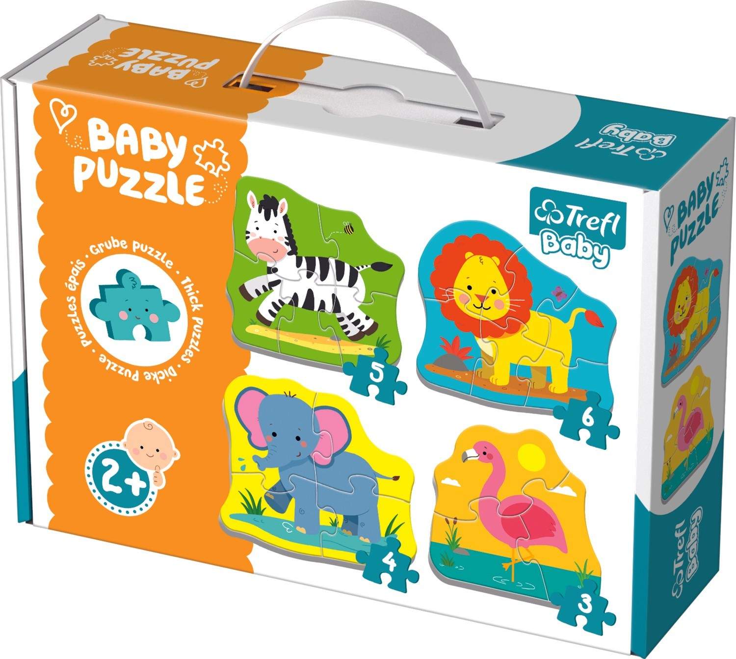 Safari Animals Baby Puslespil Sæt, 12 stk