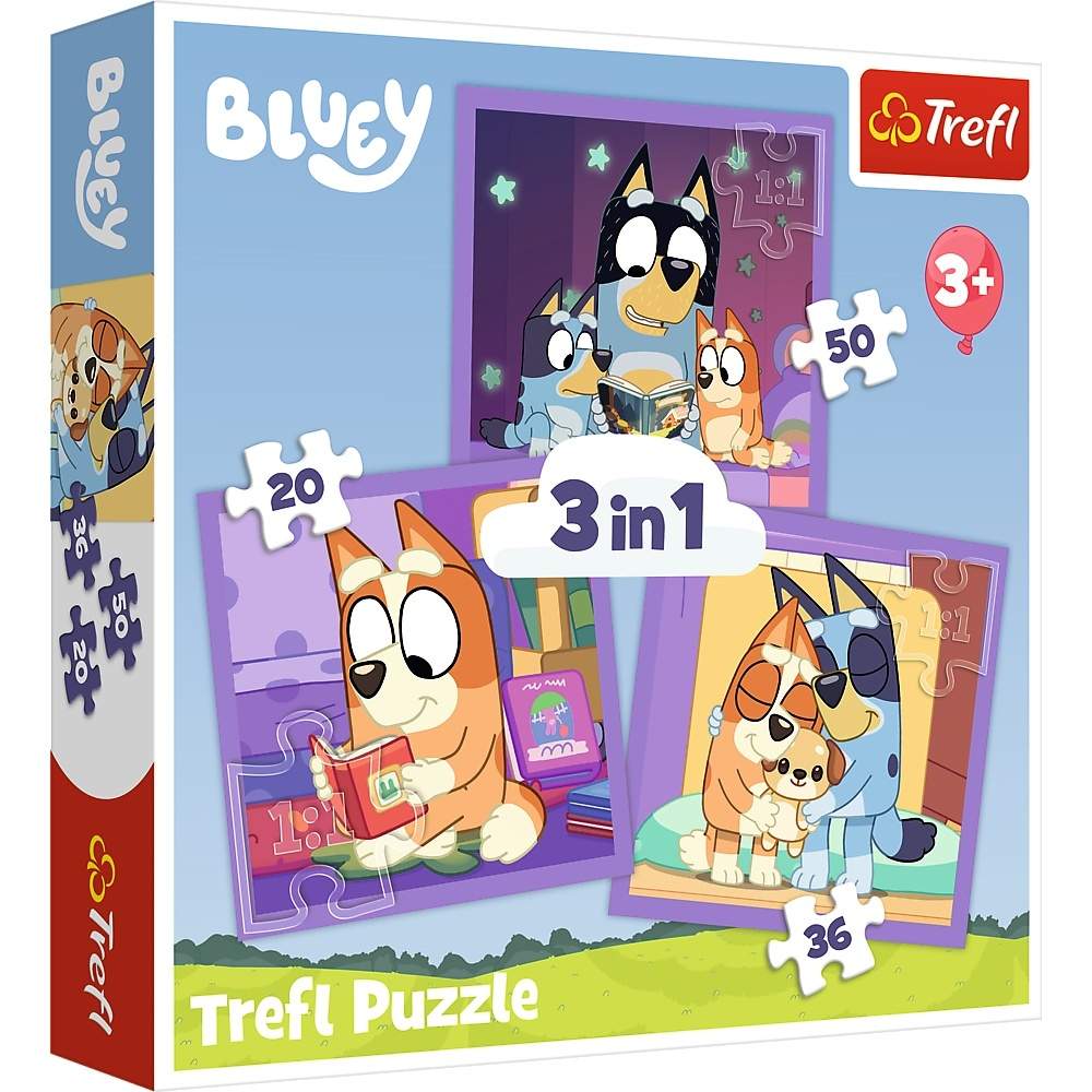 Bluey 3-i-1 puslespil sæt til børn, engagerende og sjov