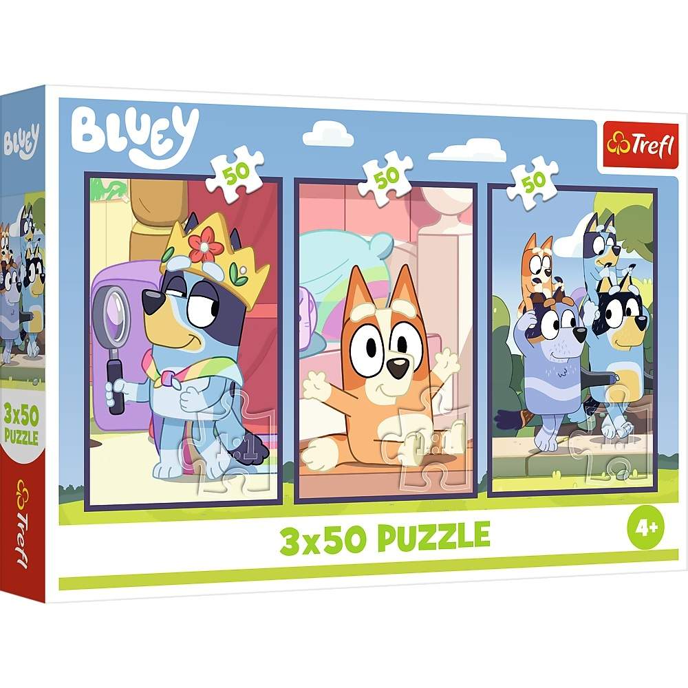 Bluey puslespilsæt, 3x50 brikker, sjov familieaktivitet