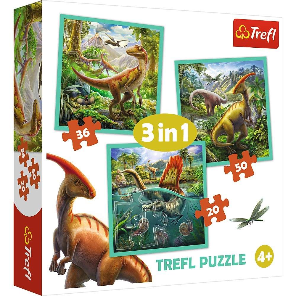 Dinosaurer 3-i-1 puslespil sæt til børn, pædagogisk sjov
