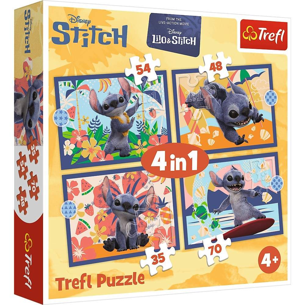 Stitch Puzzle Sæt 4 i 1 til ferier på Hawaii