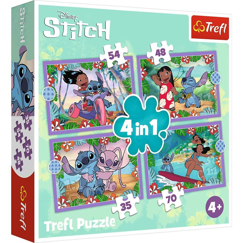 Disney Stitch 4-i-1 puslespilsæt til børn og voksne