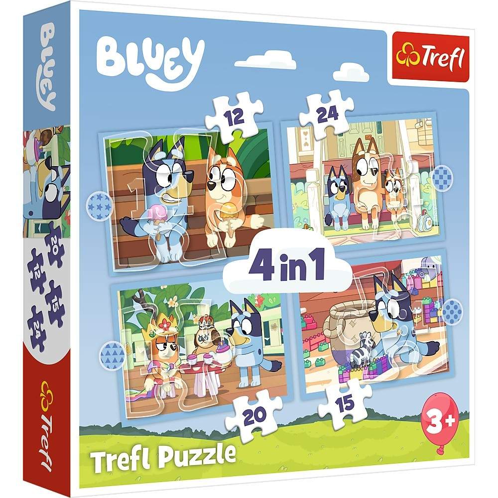 Bluey 4-i-1 puslespilsæt til børn, sjove og engagerende aktiviteter