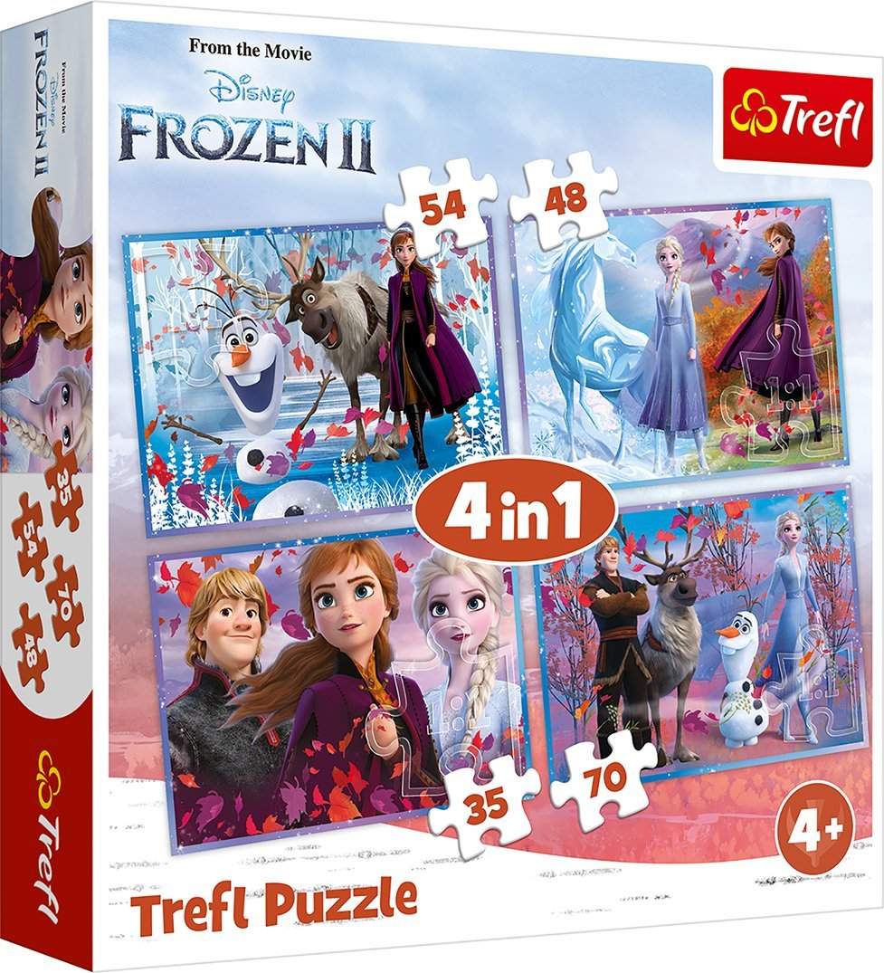 Frozen II 4-i-1 puslespilsæt til børn, sjovt og engagerende