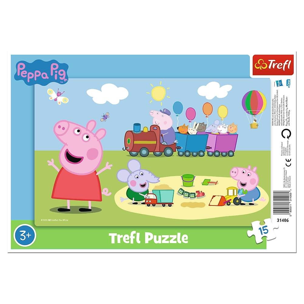 Peppa Pig Puslespil, 15 stykker, indrammet til nem visning