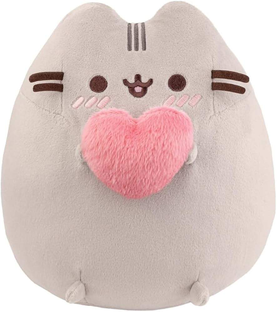 Pusheen blødt legetøj med hjerte, 22 cm plys kattefigur
