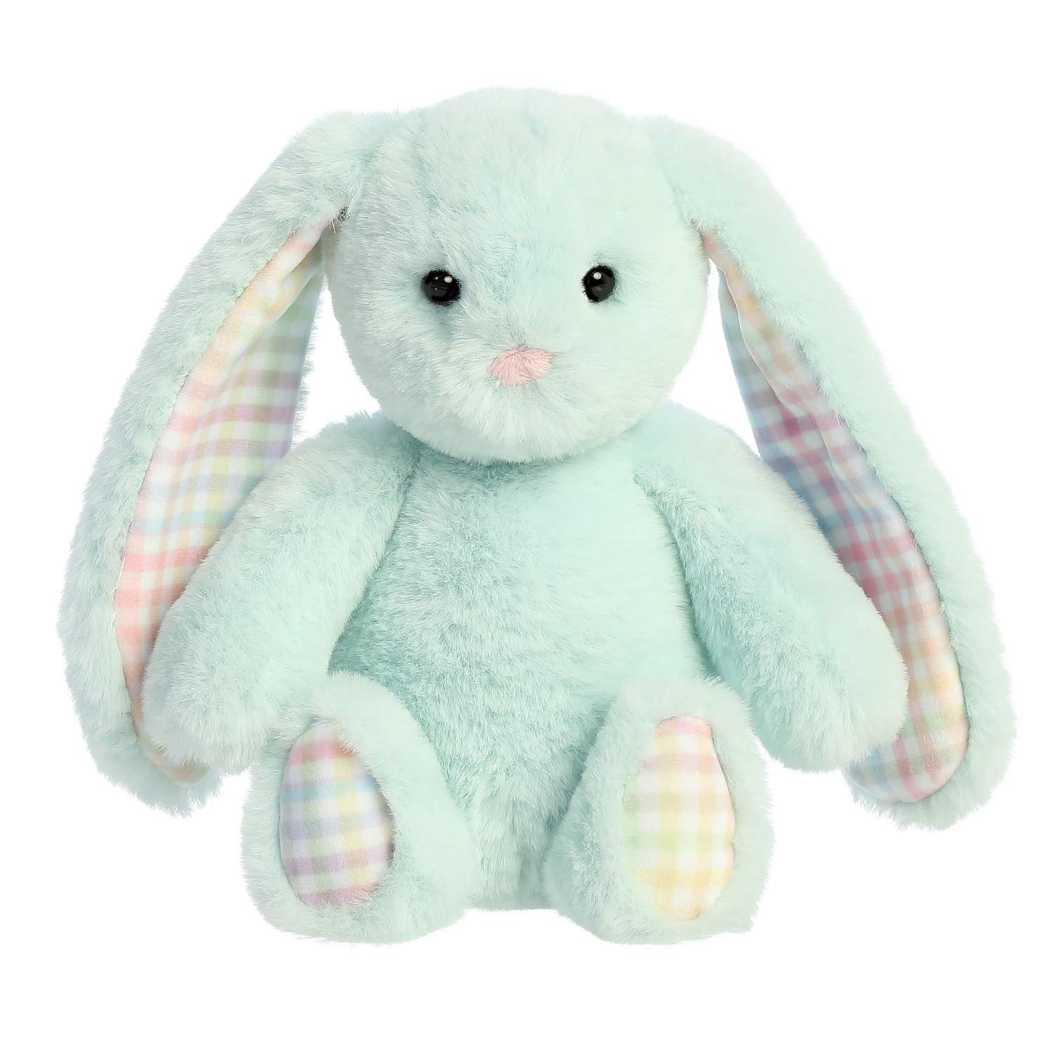 Rainbow Gingham Plys Bunny Toy, 18 cm, Mint farve
