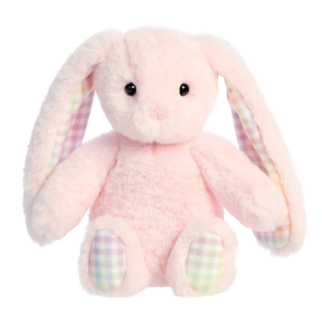 Rainbow Gingham Plysch Bunny Toy, Rosa, 18 cm | Hem & Hobby | Pryloteket