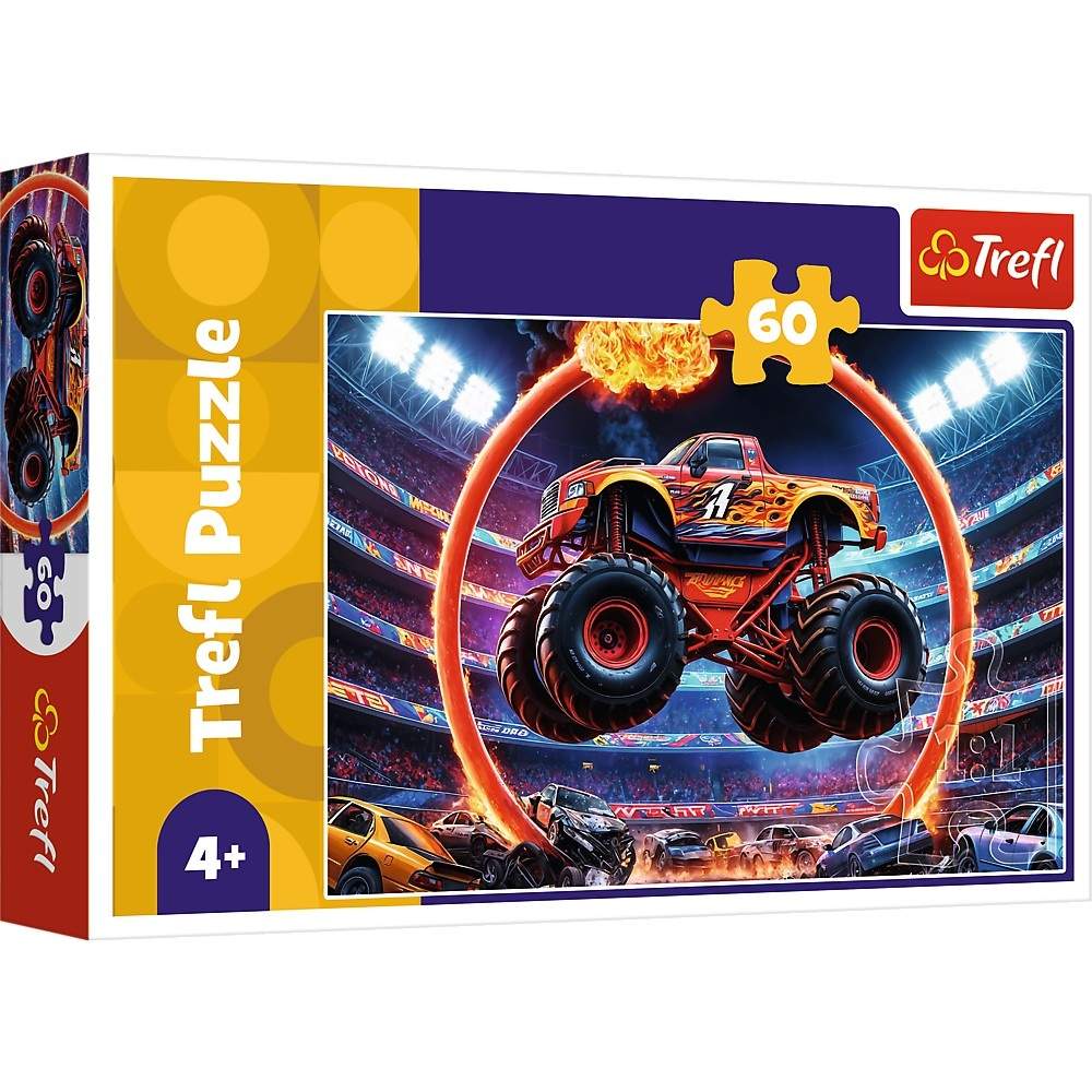 Monster Truck-puslespil, 60 brikker til børns sjov og læring