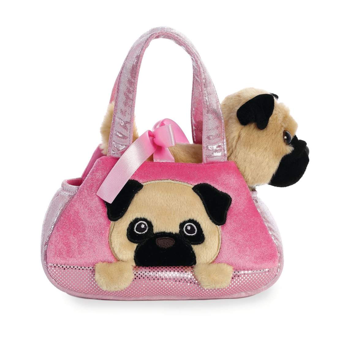 Plyschleksaksmops i väska, 20 cm, mjuk och gosig följeslagare | Hem & Hobby | Pryloteket