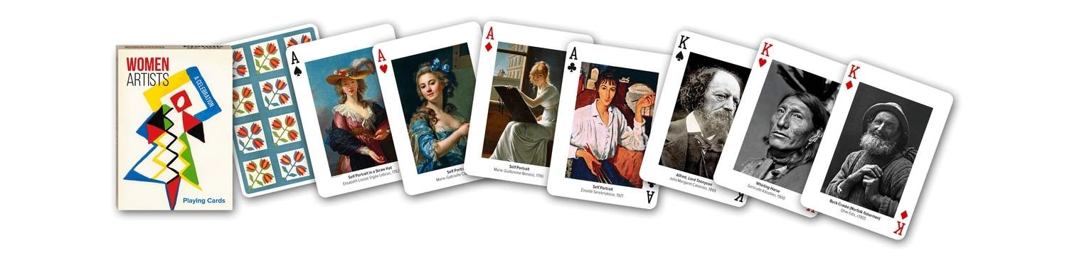 Kvindelige kunstnere spillekort – unikke designs, standardstørrelse