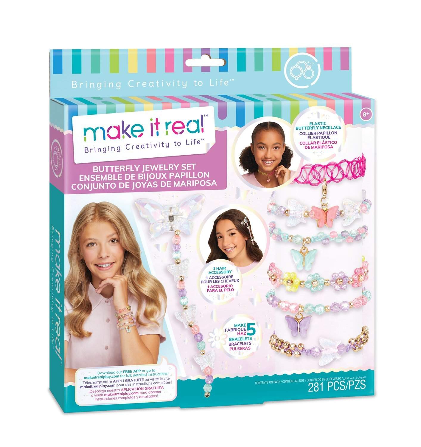 DIY smykkesæt med sommerfugle charms og perler