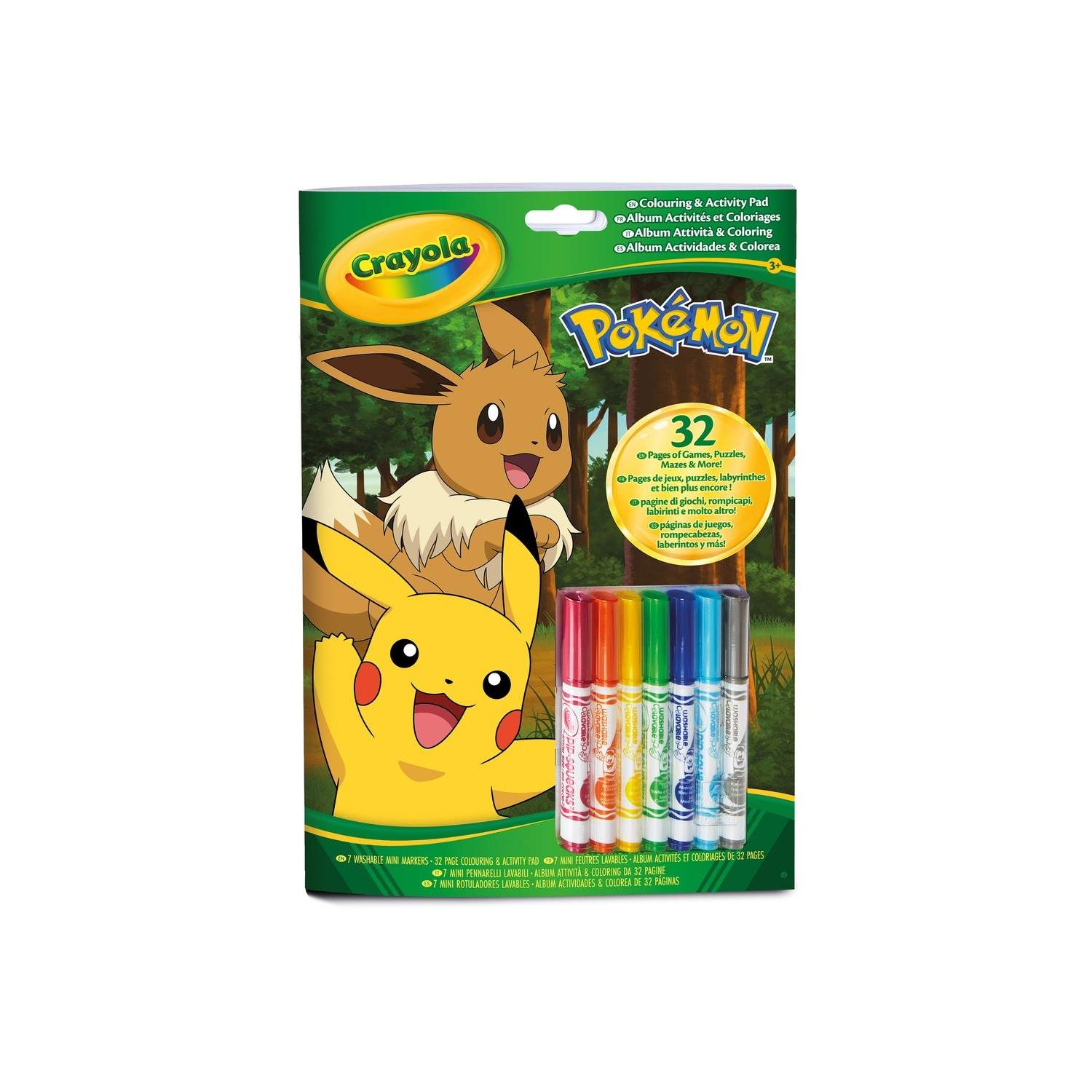 Pokemon farve- og aktivitetssæt med Crayola-markører og sider