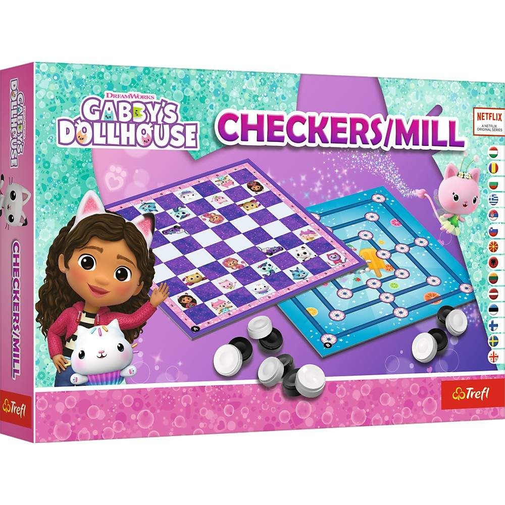 Checkers & Mill brætspil til Gabby's Dollhouse Playtime