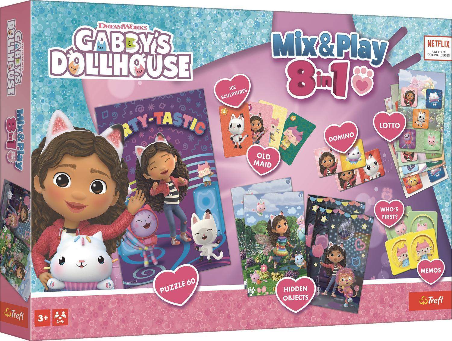 Gabby's Dollhouse 8-i-1 Mix & Play brætspilssæt