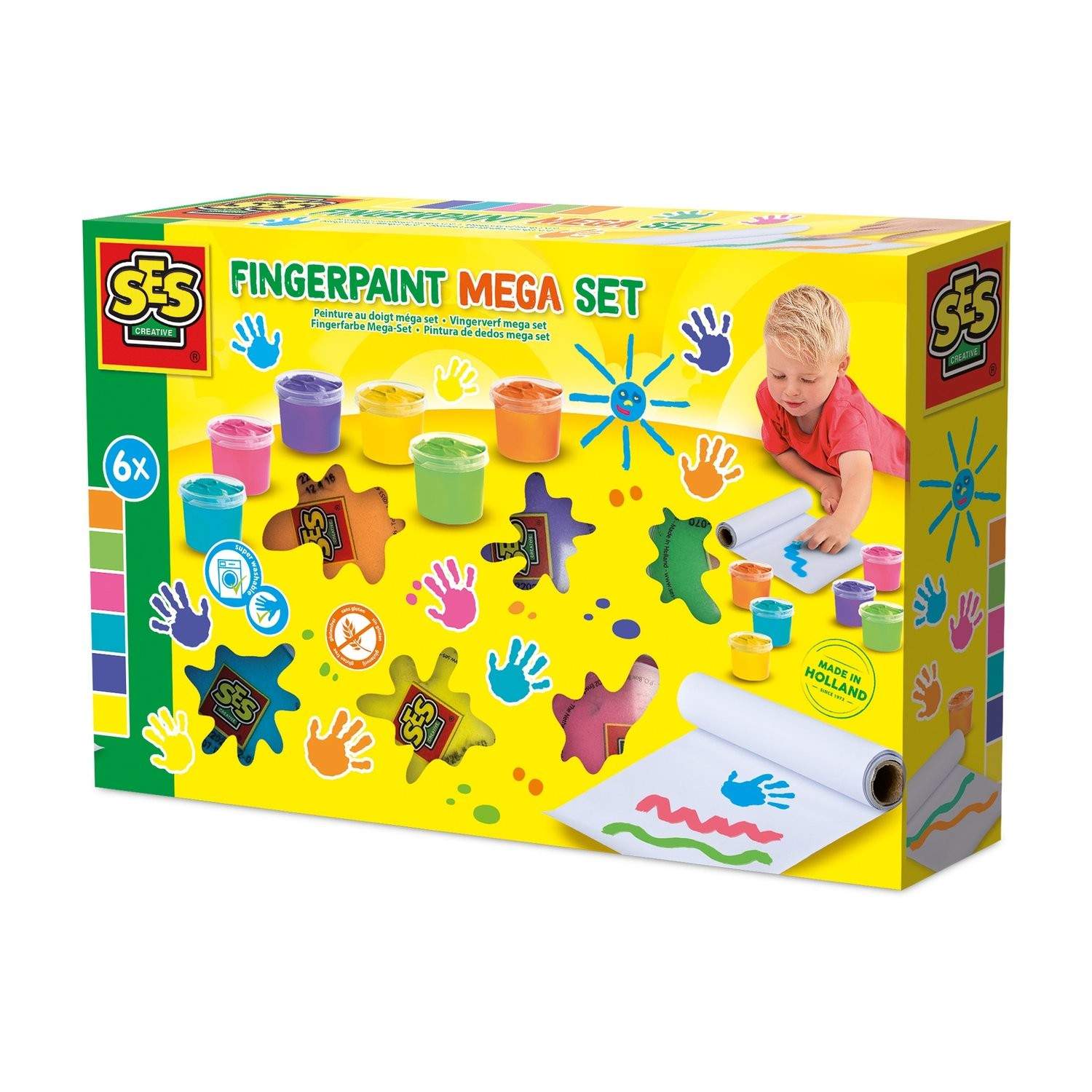 Fingerpaint Mega Set, 6 livlige farver til kreativ sjov