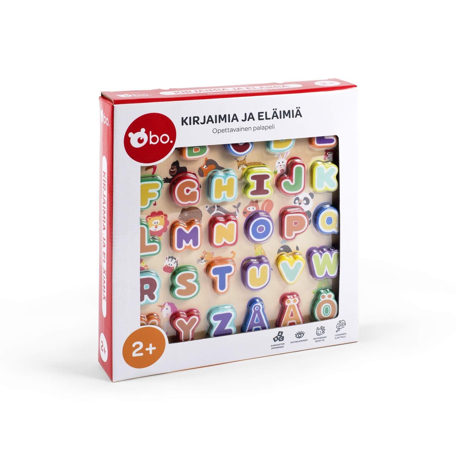 Bo. Pædagogisk træpuslespil "Alfabet og dyr" (på finsk)