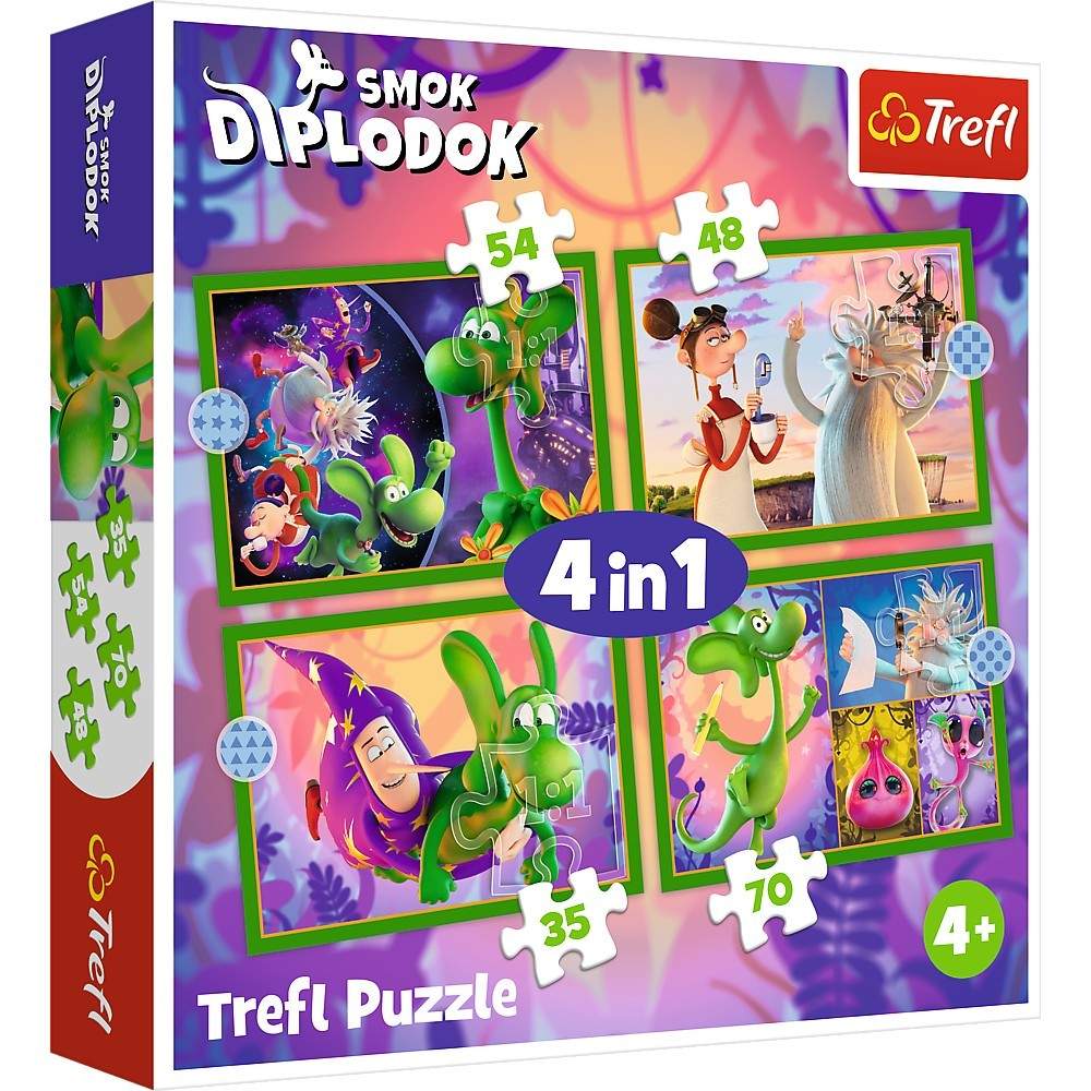 Trefl Diplodocus puslespil sæt 4 i 1