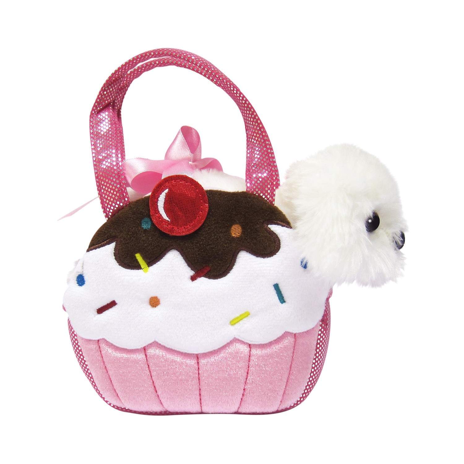 Aurora Fancy Pals Plyshund i en cupcakepose, 20 Cm