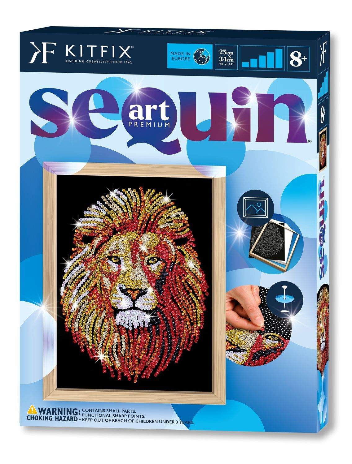 Kitfix gør-det-selv sæt pailletter kunst blå premium løve