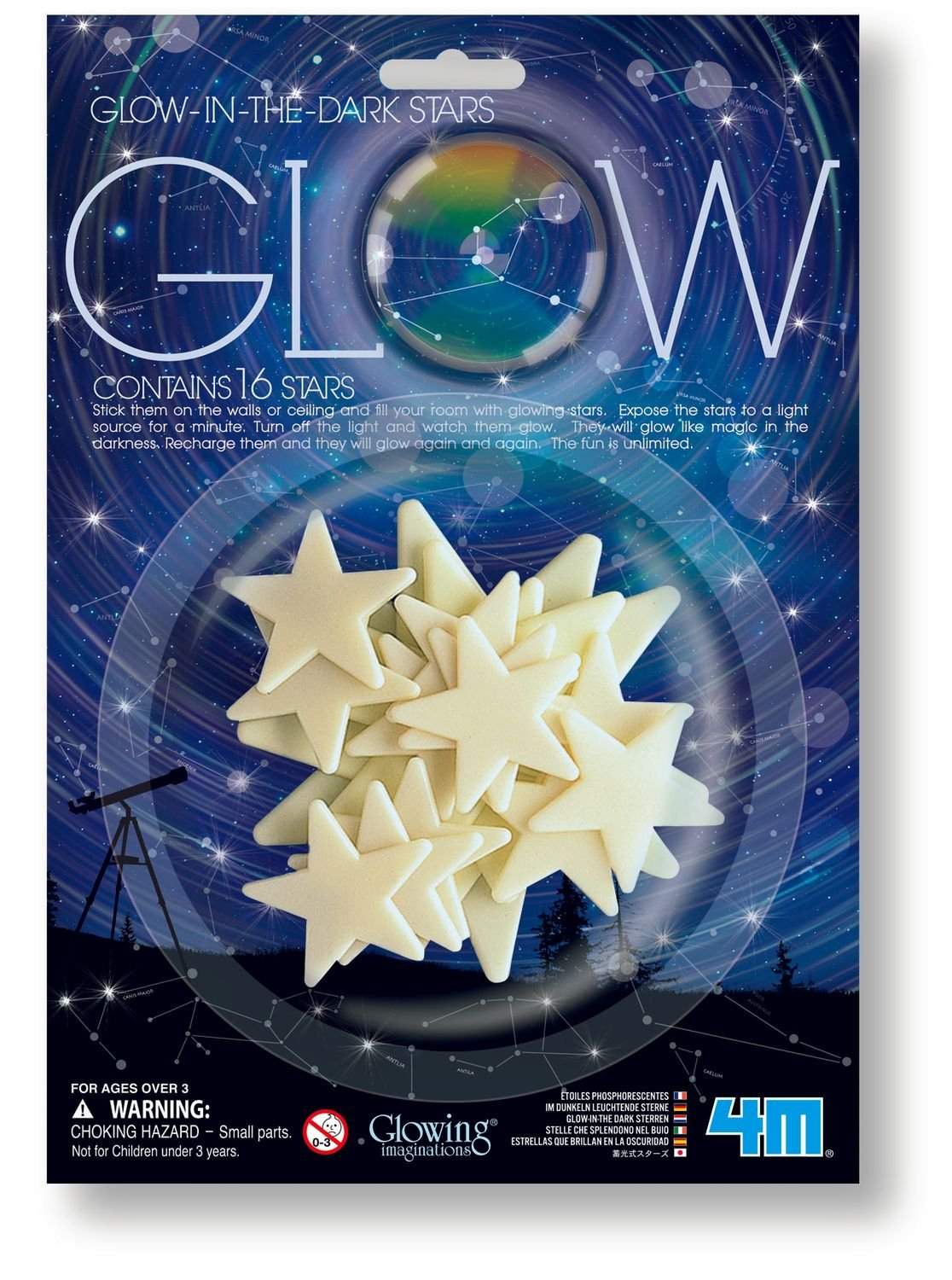 4M Stickers Sæt Glow-In-The-Dark 16 stjerner