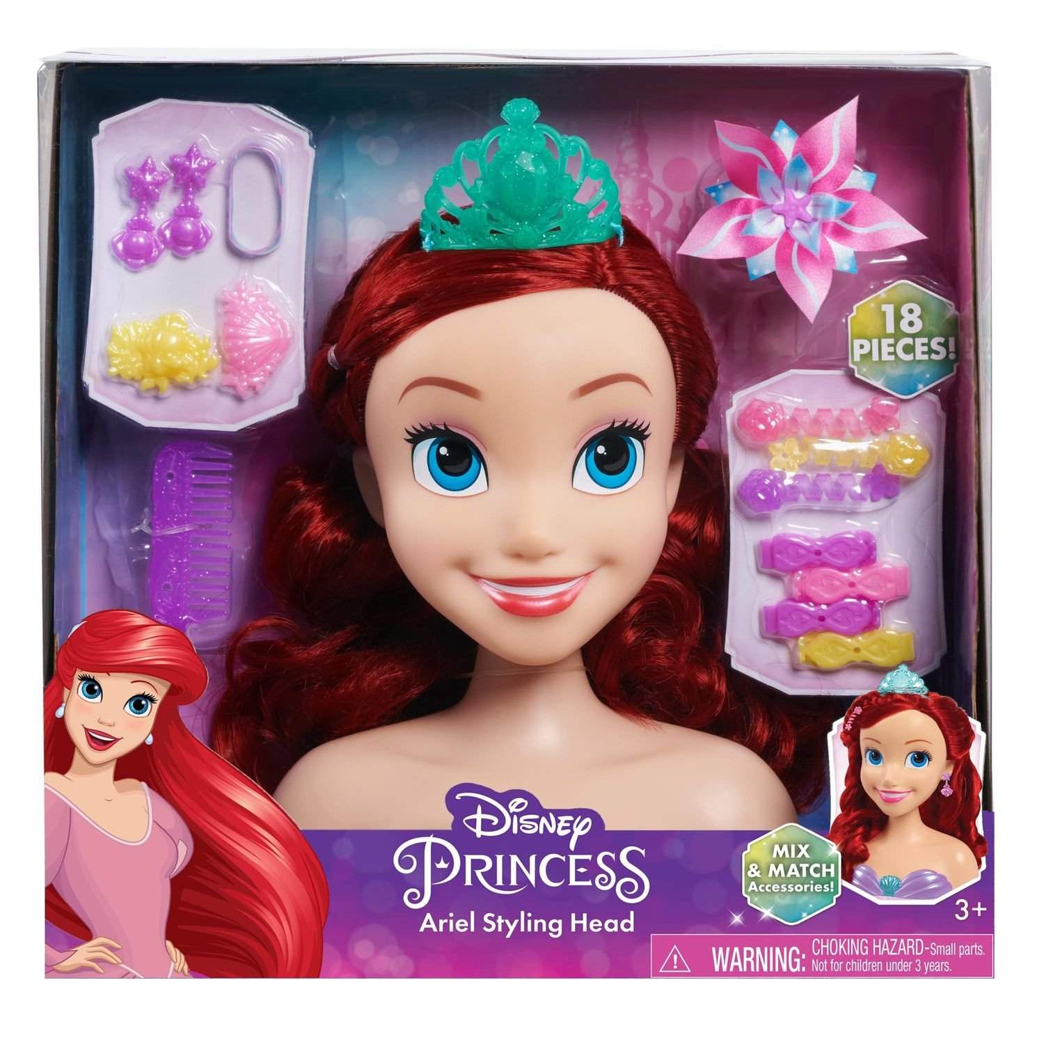 Disney Prinsesse Den Lille Havfrue - Ariel Styling Hoved med 18 tilbehør
