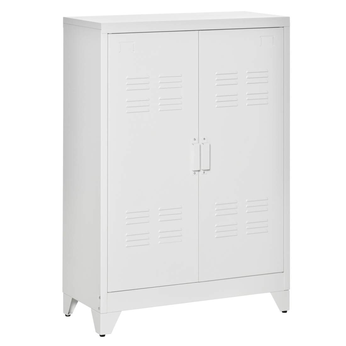 Förvaringsskåp i metall med ventilerade dörrar – Vit, 75x33x110 cm | Hem & Hobby | Pryloteket