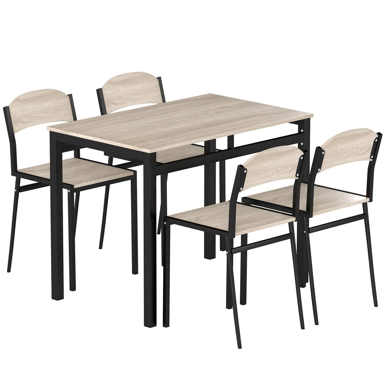 Kompakt spisebordssæt – bord og 4 stole, pladsbesparende design
