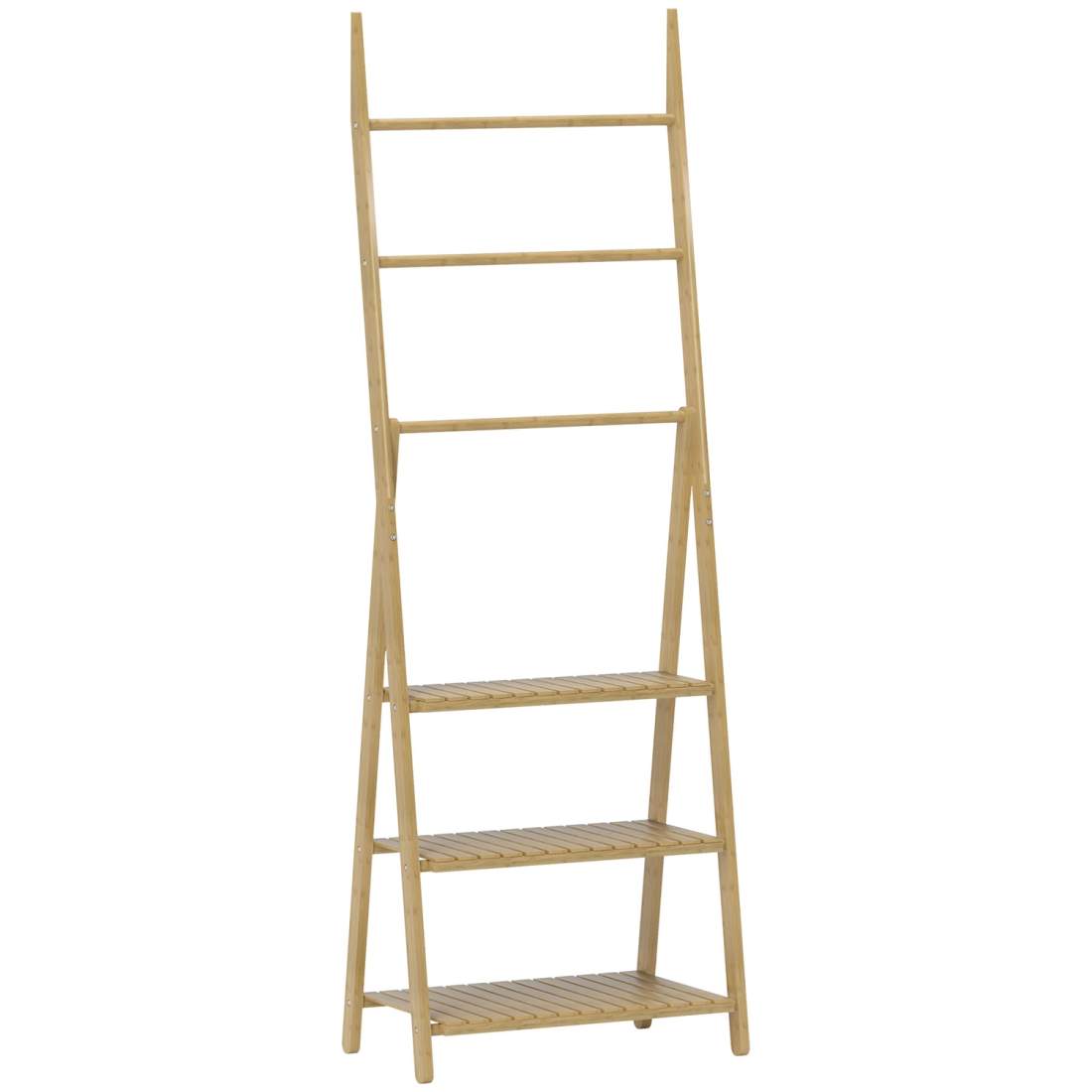 Badrumshylla i bambu – 3 nivåer, handdukshållare, A-ram | Hem & Hobby | Pryloteket