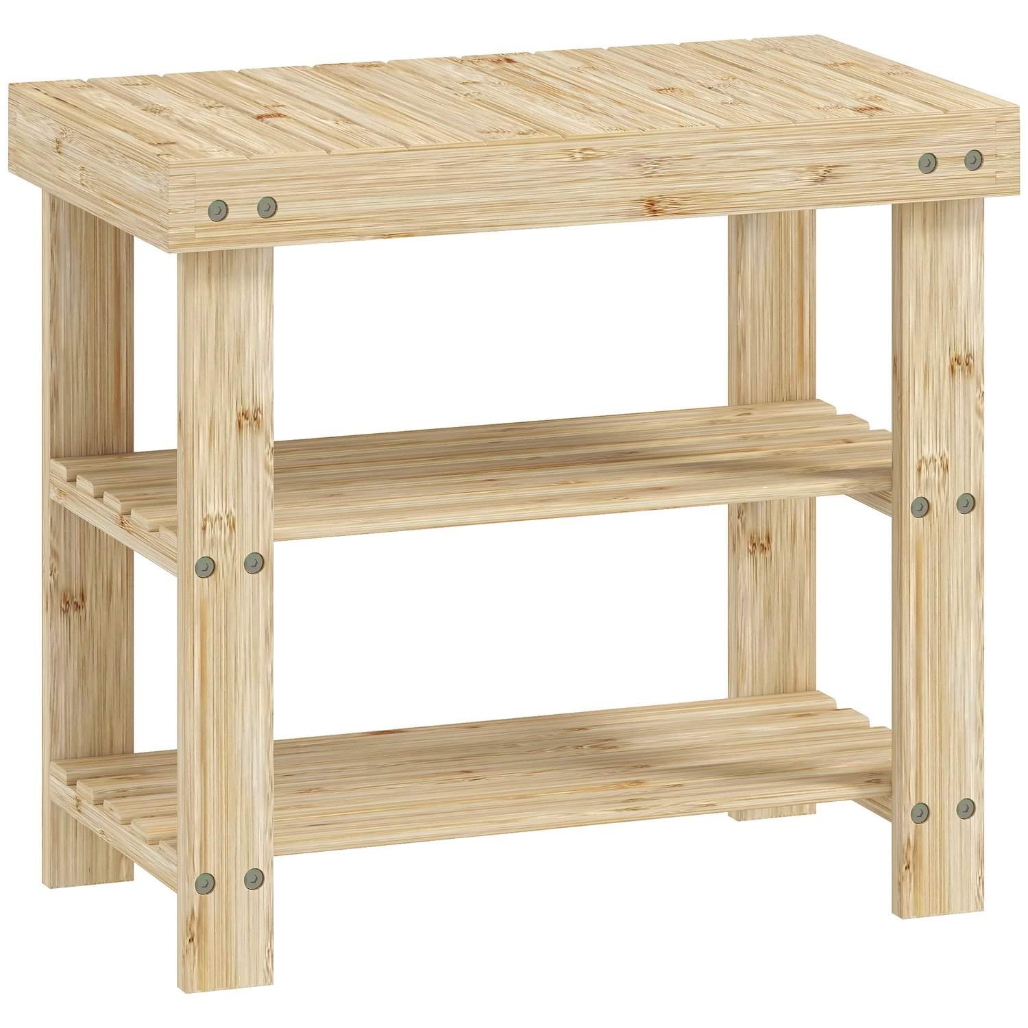 Bambus skobænk – 2-lags, sæde, 50x28x45cm, naturlig