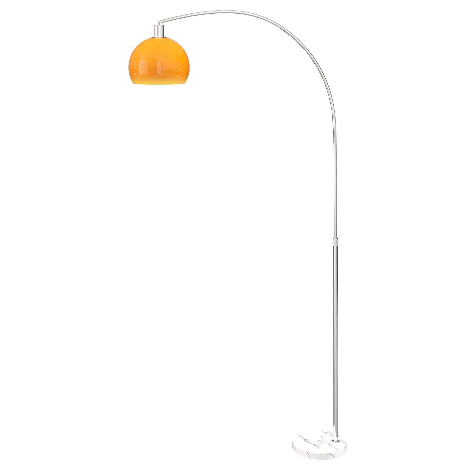 Bueformet gulvlampe med marmorfod, hvid og orange, 180 cm