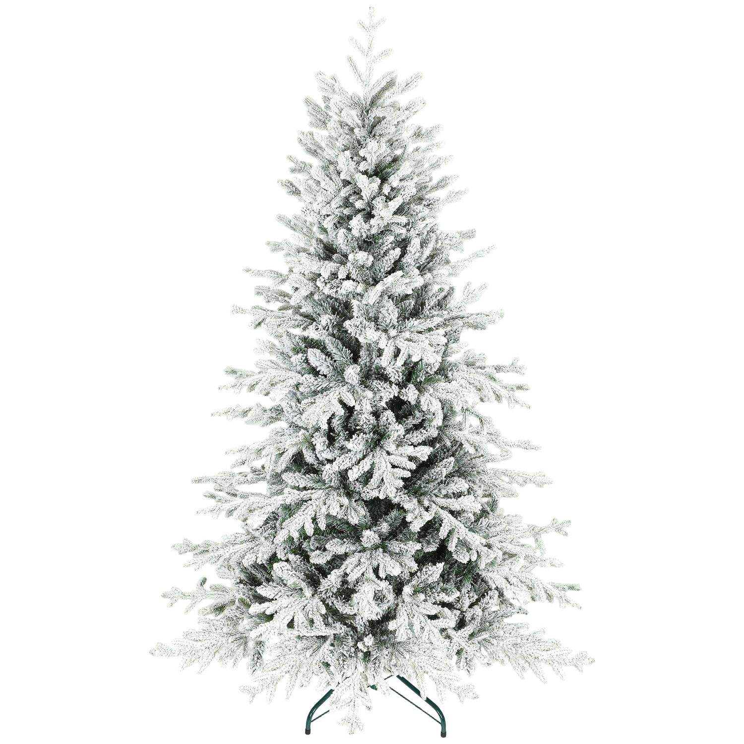 Snehvidt kunstigt juletræ – 180 cm, 1815 grene, metalfod