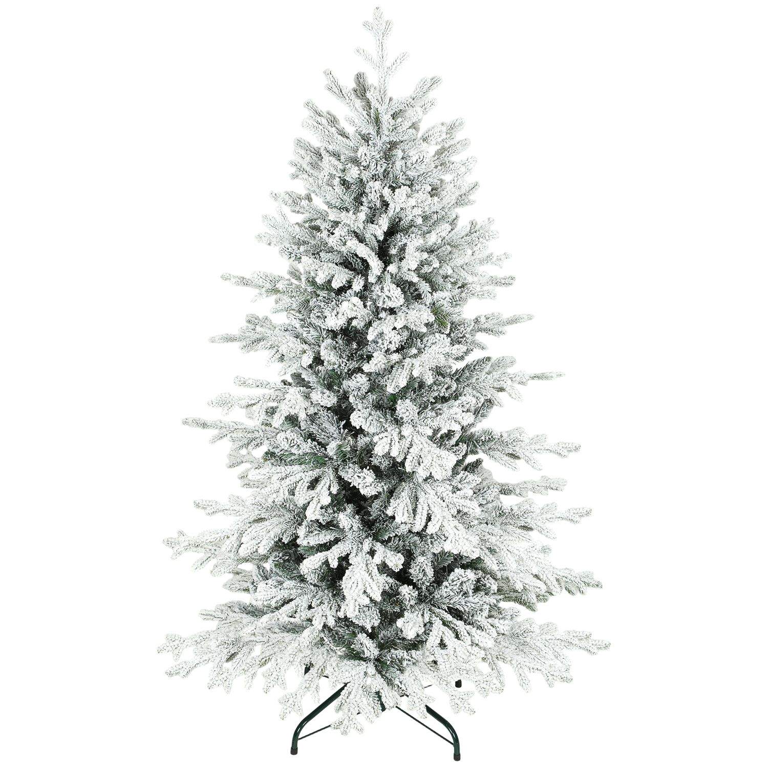 Sneagtigt kunstigt juletræ, 150 cm – 1162 grene, metalfod