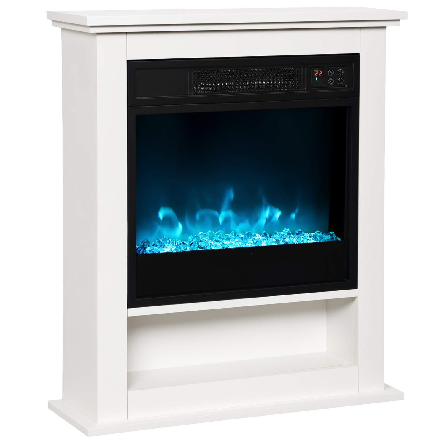 Elektrisk pejs – 9 flammefarver, 1800W, fjernbetjening