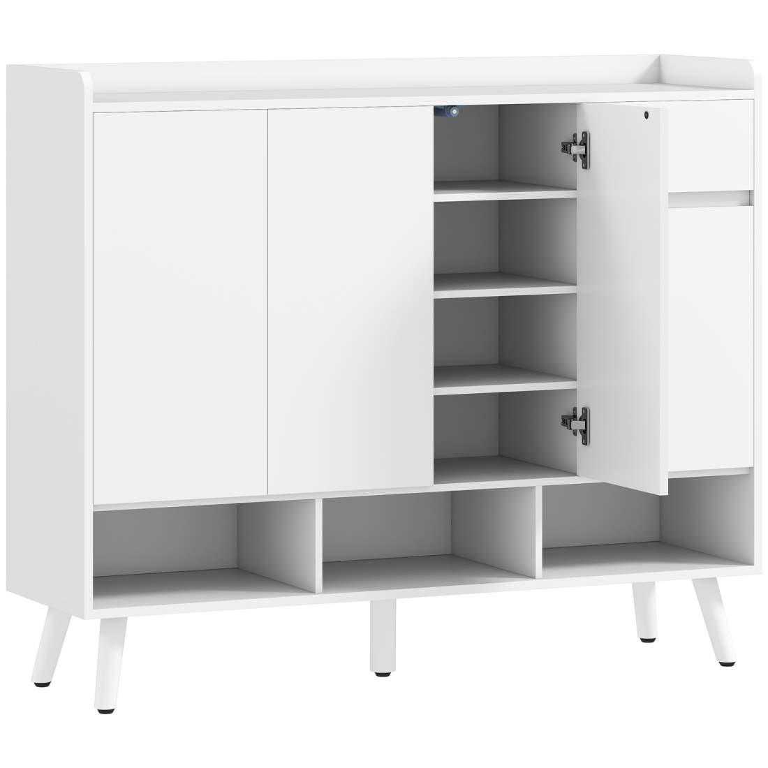 Vitt skoskåp – handtagsfritt, 4 dörrar, justerbara hyllor | Hem & Hobby | Pryloteket