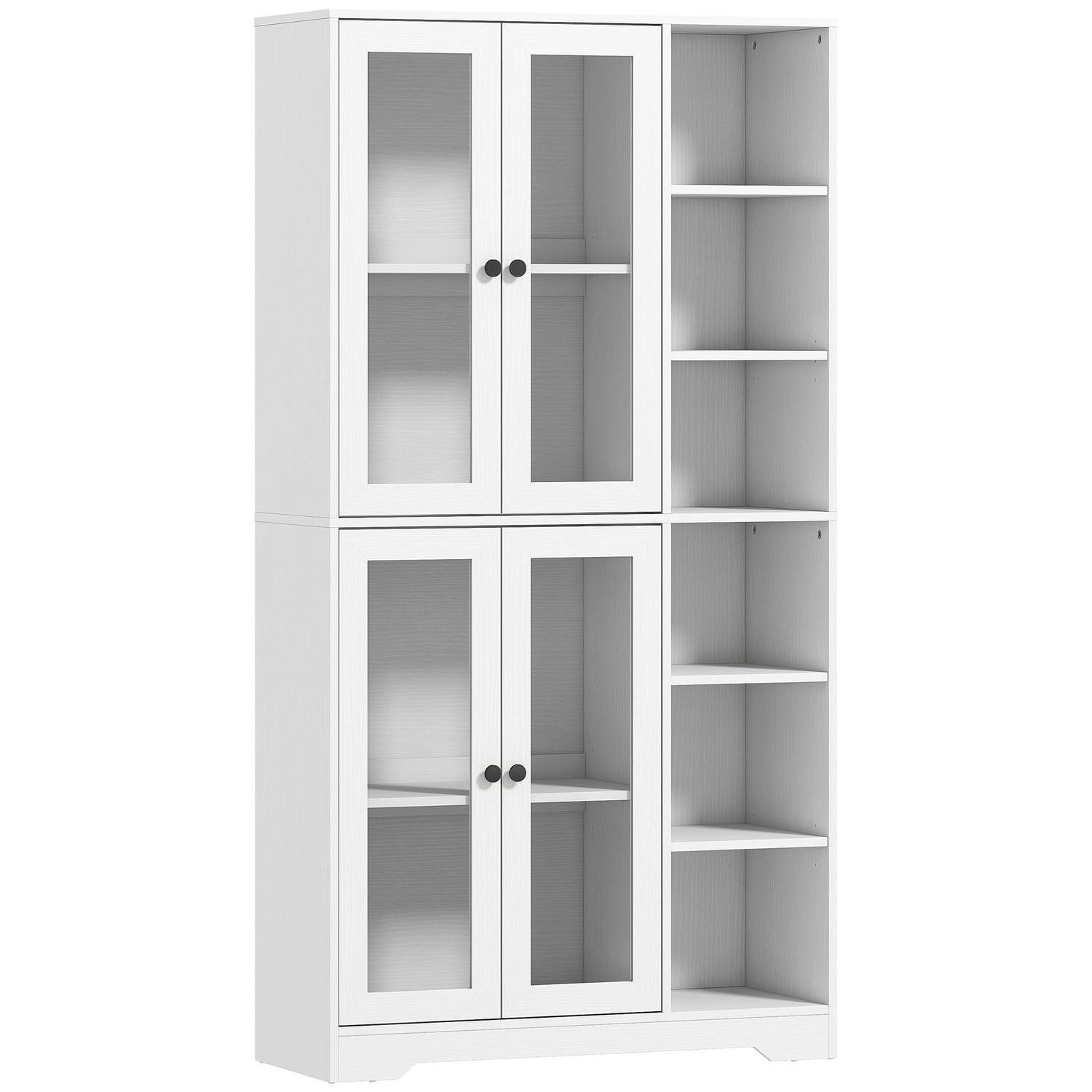Køkkenskab med vitrinelåger – 172 cm, hvid MDF