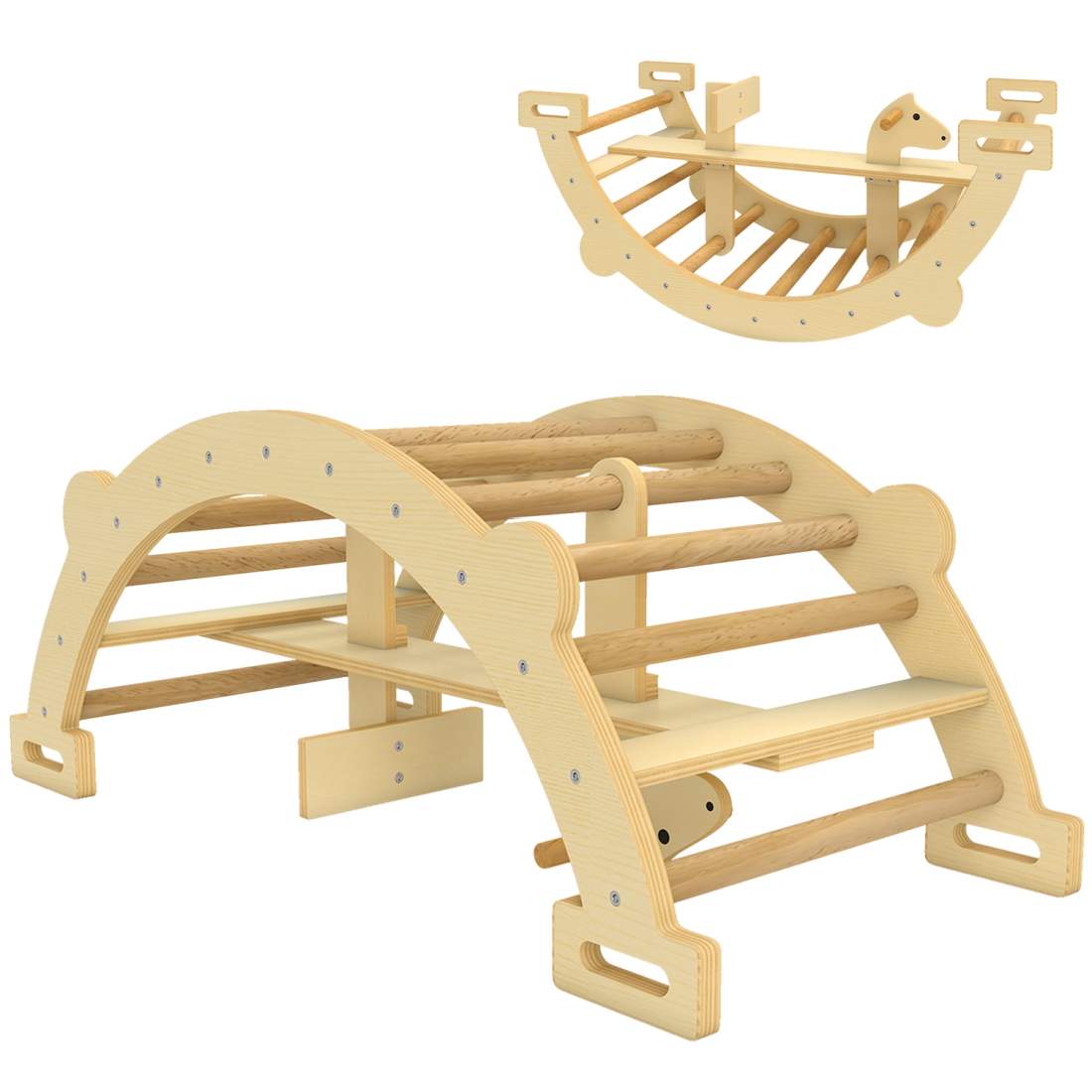 Montessori inomhusklätterbåge – 2-i-1 trälekgym | Hem & Hobby | Pryloteket